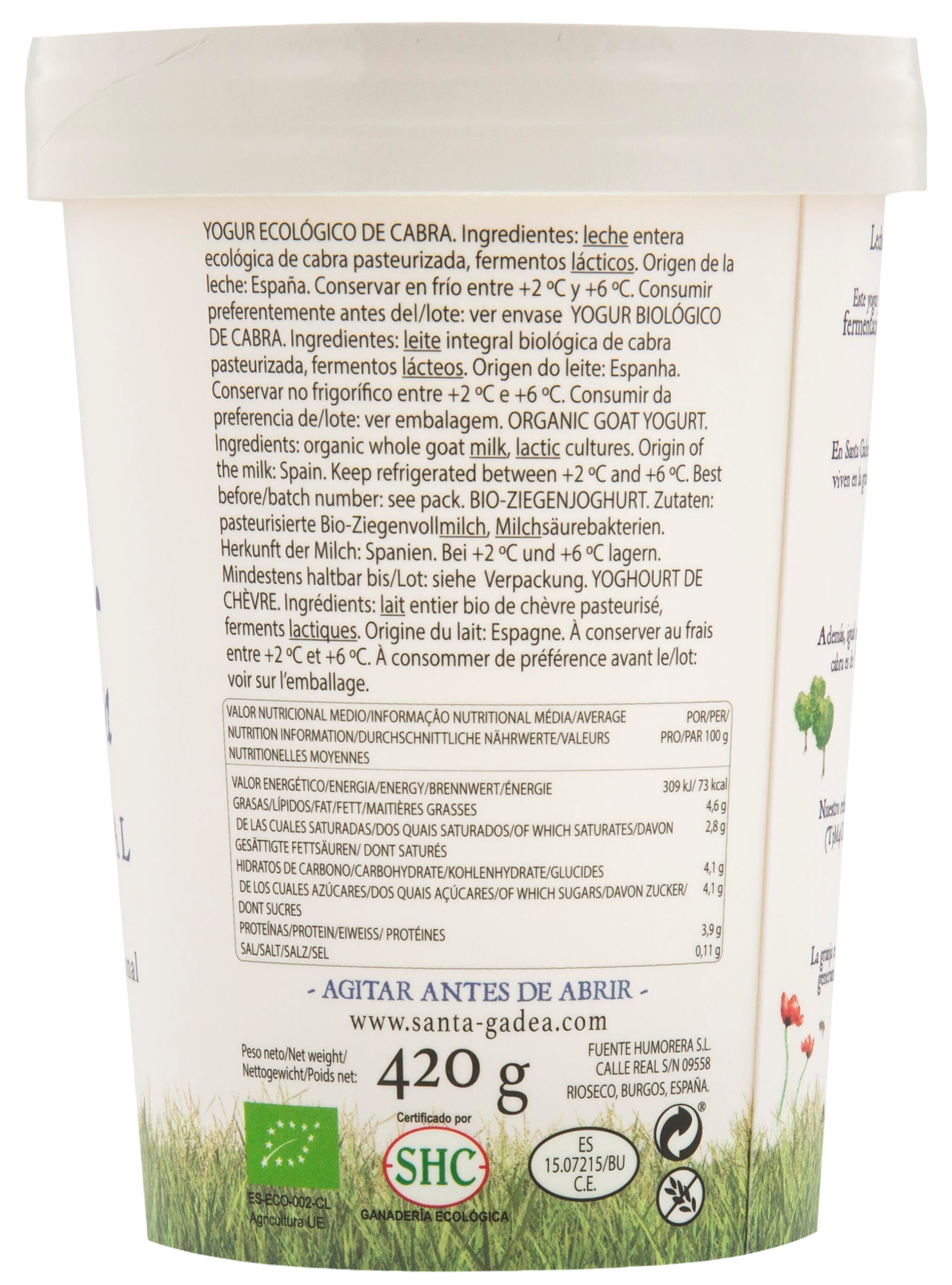 Yogur De Cabra Natural Ecológico. 6x420 g._3