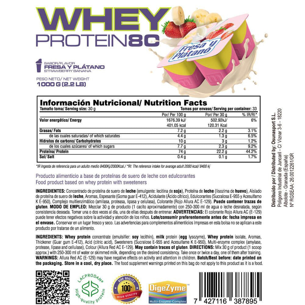 Whey Protein80 - 1kg - Fresa Banana - Aumenta La Masa Muscular - Masmusculo_4