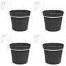 4 Vasos Cilíndricos Ø 14 Cm Com Ganchos, Em Polipropileno Antracite