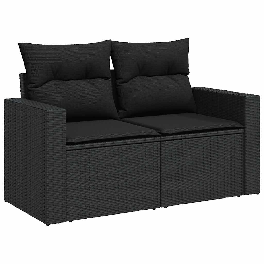 Set Sofás Jardín Y Cojines 9 Pzas Ratán Sintético Acacia Negro / Vetonek_3
