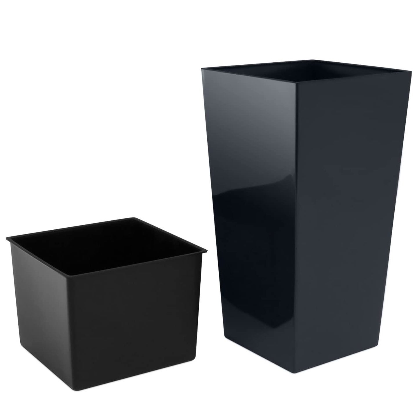 Macetero Zanvic Urbi 26,6 Litros De Plástico Fower Pot Con Interior Liner 27 X 27 X 50 Cm Antracita