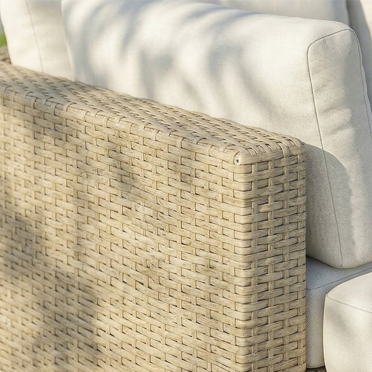 Conjunto De Jardín Outsunny Metal, Ratán Pe Beige 236x196x59 Cm_4