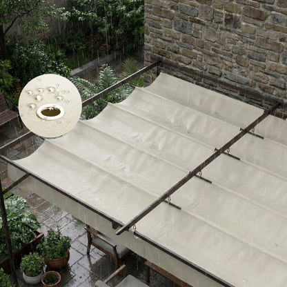 Outsunny Pérgola De Pared 4x3 M Con Techo Retráctil Upf30+ Blanco Crema_3