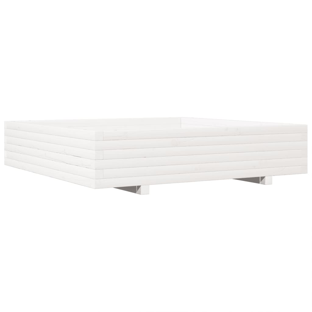 Jardinera De Madera Maciza De Pino Blanca 110x110x26,5 Cm_0