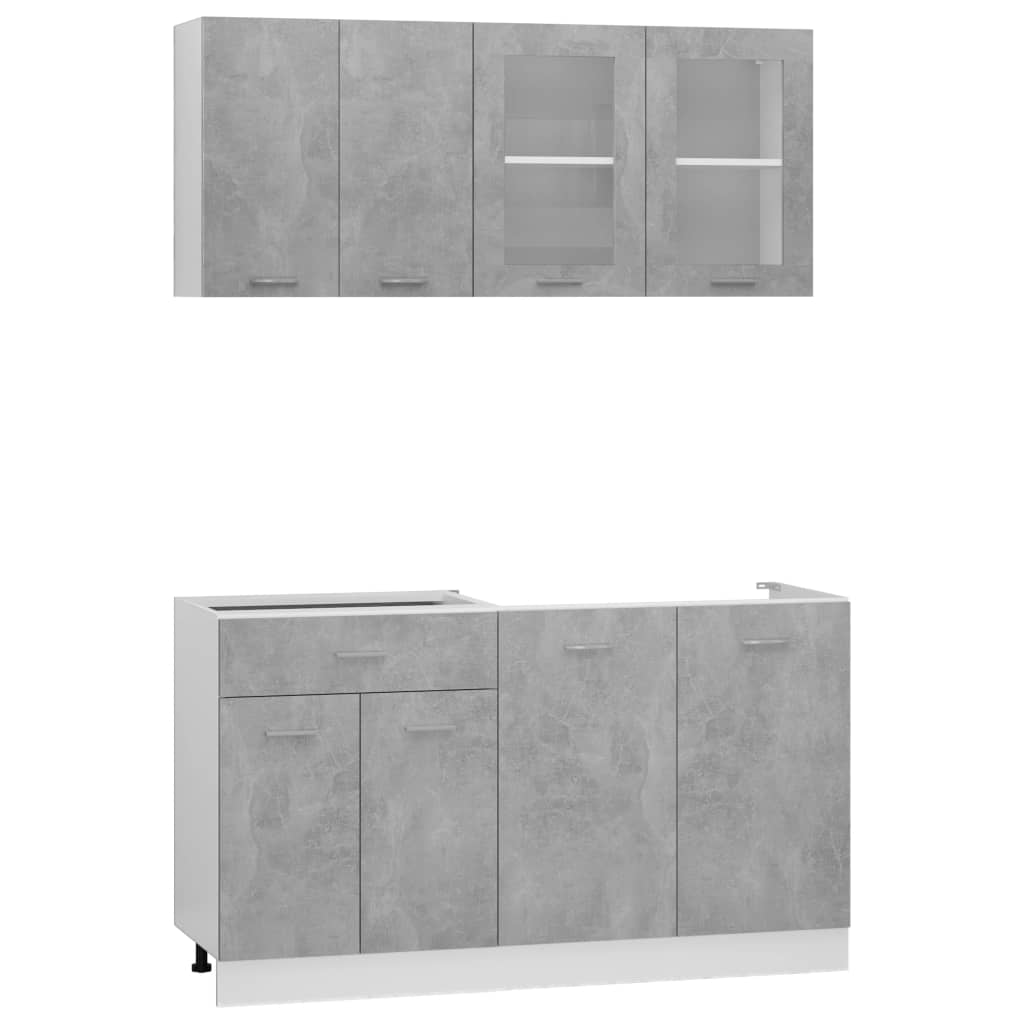 Juego Muebles De Cocina 4 Pzas Madera Ingeniería Gris Hormigón_1
