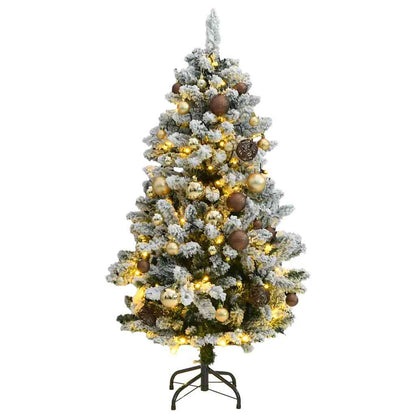 Vidaxl Árbol Navidad Artificial Con Bisagras 150 Led Y Bolas 120 Cm_0