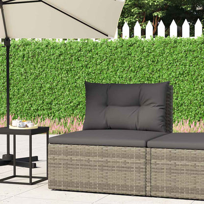 Vidaxl Sofá Central De Jardín Con Cojines Ratán Sintético Gris_1