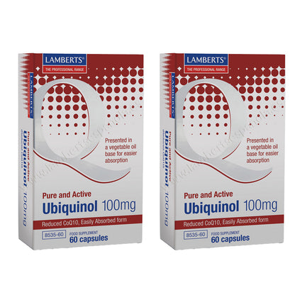 Pack 2x Ubiquinol 100 mg. Puro y Activo, Lamberts