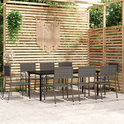 Vidaxl Juego De Comedor Para Jardín 9 Piezas Gris_1