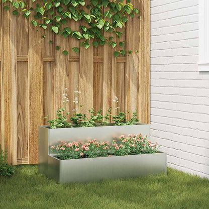Macetero De Jardín Plateado 100 X 60 X 45 Cm Acero Galvanizado_1