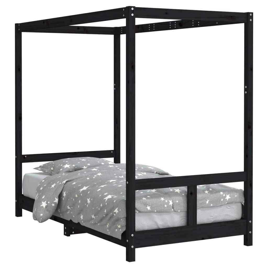 Vidaxl Estructura De Cama Para Niños Madera De Pino Negro 80x160 Cm_0