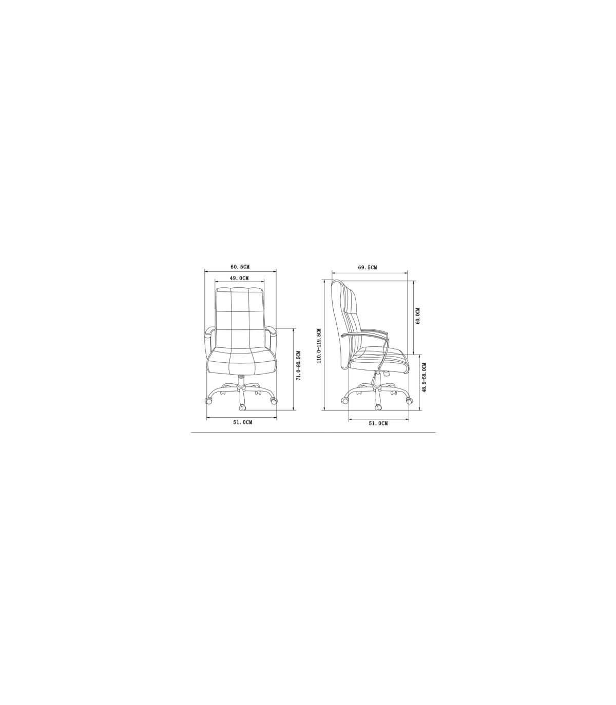 Silla De Oficina Belinda En Piel Sintética Marrón Envejecido. Alto: 110/119.5cm Ancho: 6_4