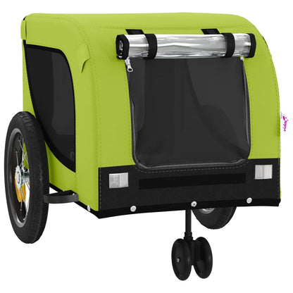 Remolque De Bicicleta Mascotas Hierro Tela Oxford Verde Negro_3