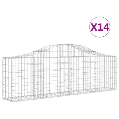 Cestas De Gaviones 14 Uds Forma De Arco Hierro 200x30x60/80 Cm_0