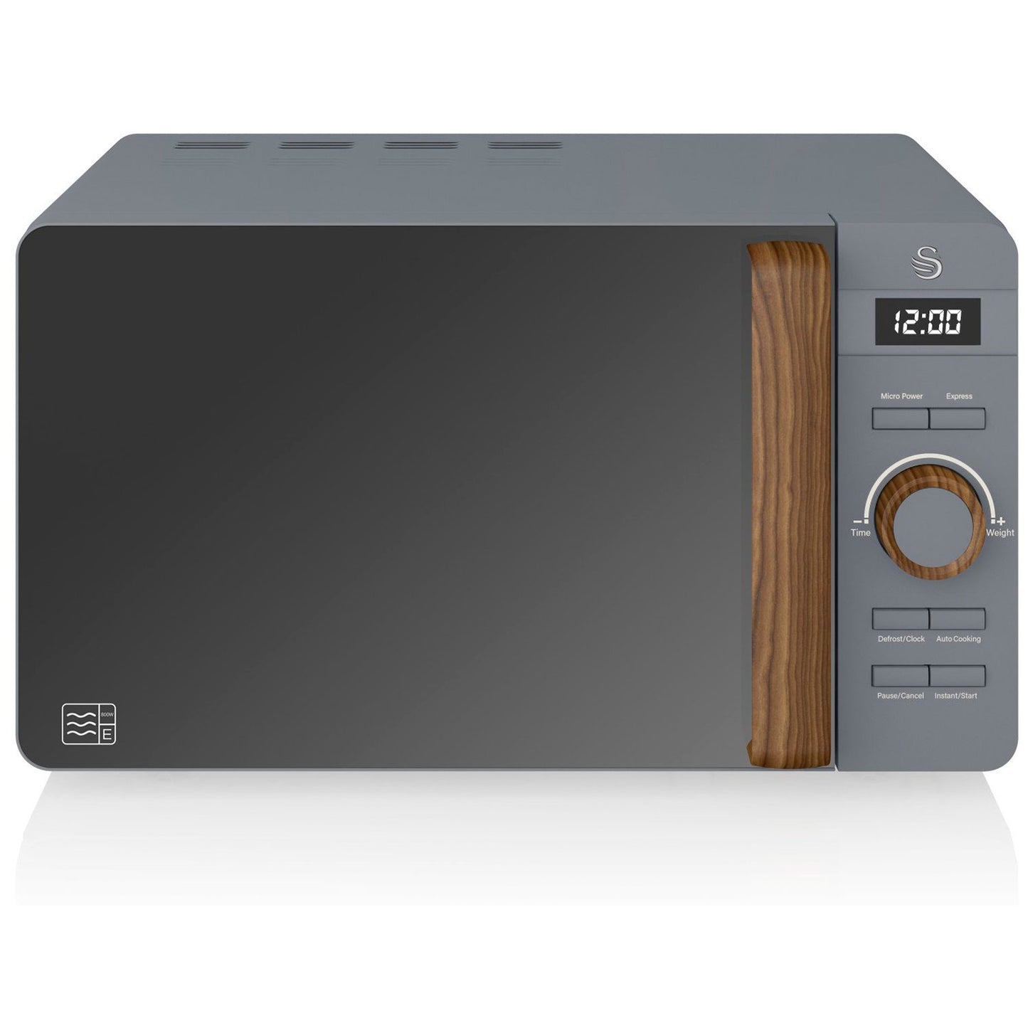 Swan Nordic Microondas Digital, 20l, 6 Niveles, Temporizador, Tirador Efecto Madera, Diseño, Sm22036gryneu, Gris 800w_0