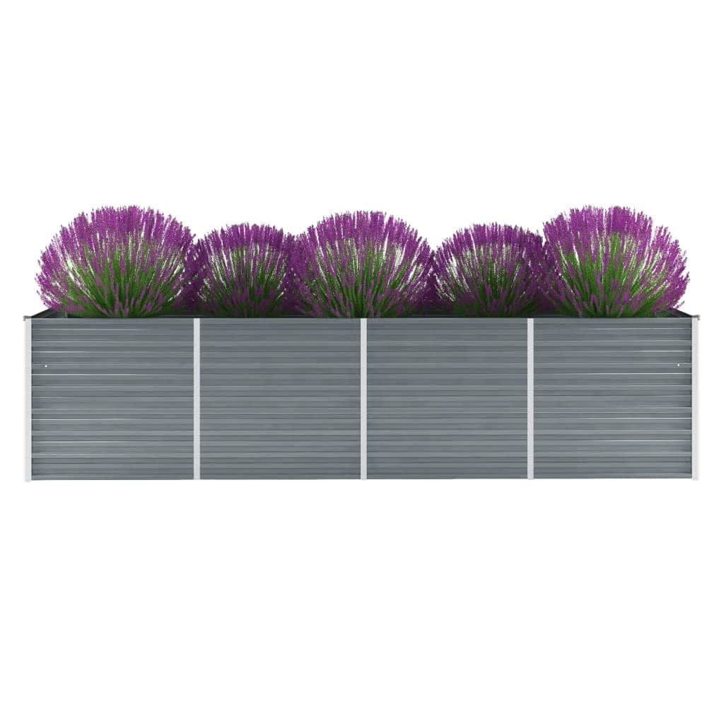 Arriate De Jardín De Acero Galvanizado Gris 320x80x77 Cm_1