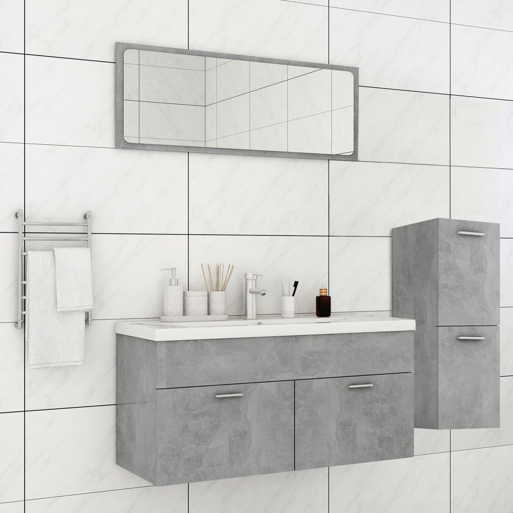 Juego De Muebles De Baño Madera De Ingeniería Gris Hormigón / Vetonek_1