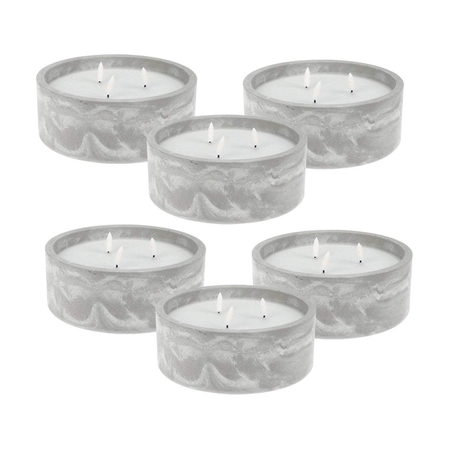 Well Home - Pack 6 Velas Led Redonda Gris Marmolado_0