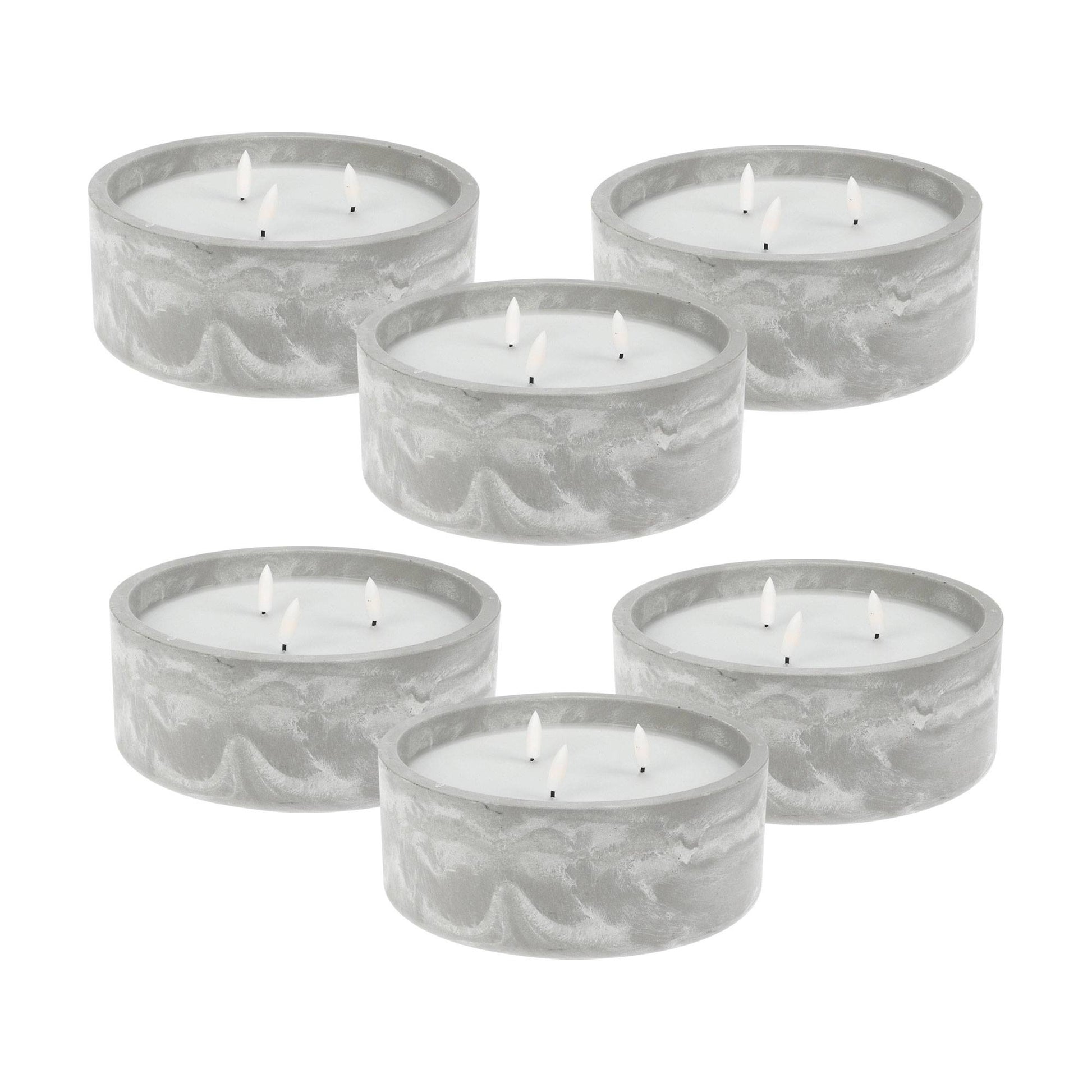 Well Home - Pack 6 Velas Led Redonda Gris Marmolado_0