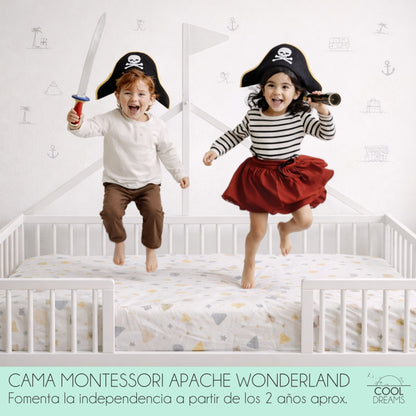 Cama Infantil Tipi Apache 140x70cm Para Niños A Partir De Los 2 Años. Cama Montessori De Madera De Haya Y Color Blanco_1