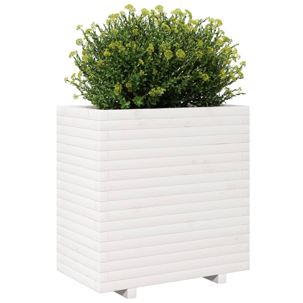 Jardinera Madera Maciza De Pino Blanco 70x40x72,5 Cm_3