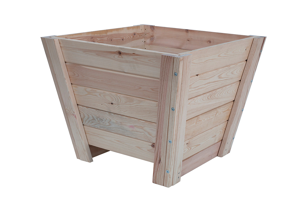 Macetero Abril Cuadrado De Madera Natural De 80 X 80 X 63 Cm 10° 215l, Para Interior, Incluye Bolsa Geotextil_0