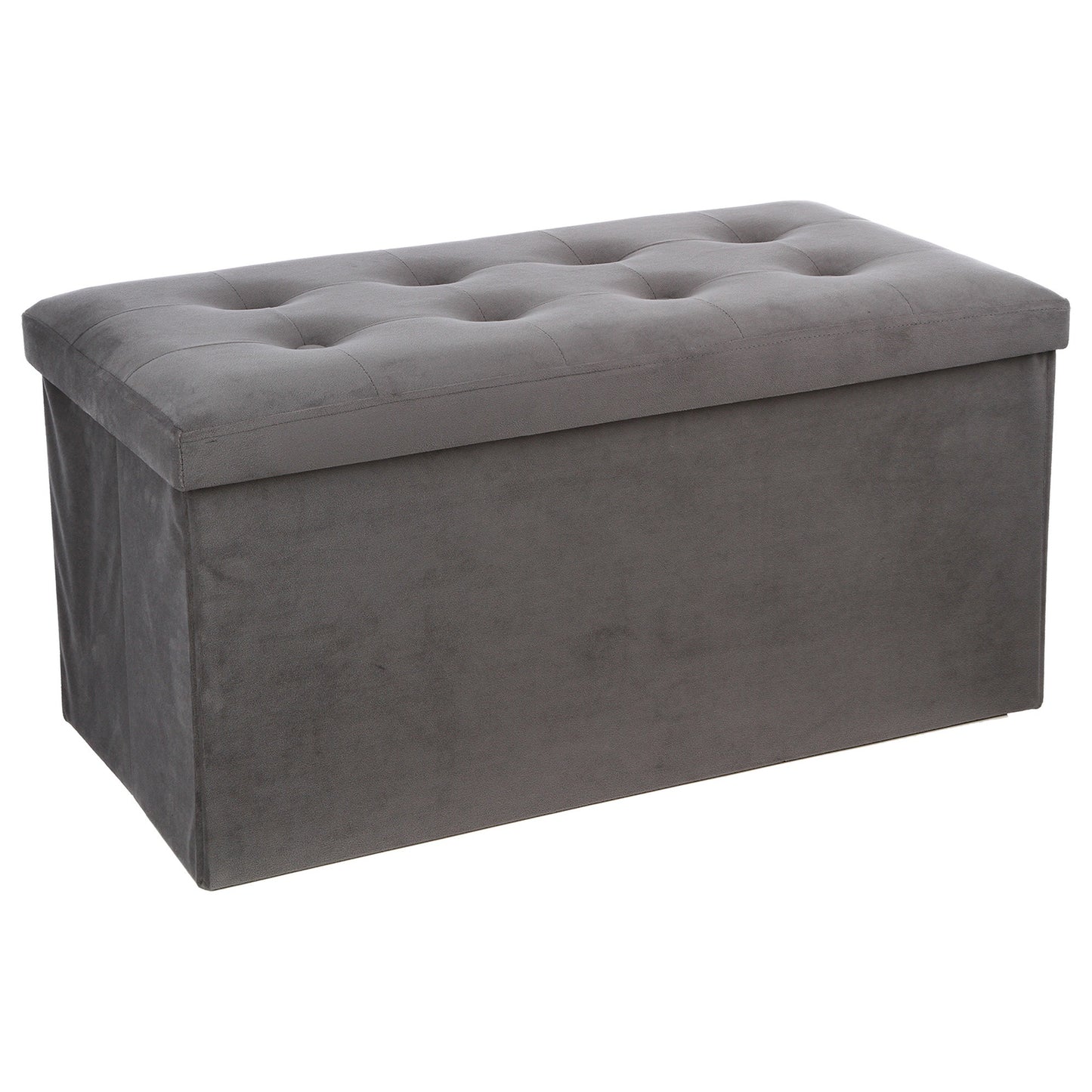 Puff Plegable Doble 'lysandre' Gris Efecto Terciopelo_0