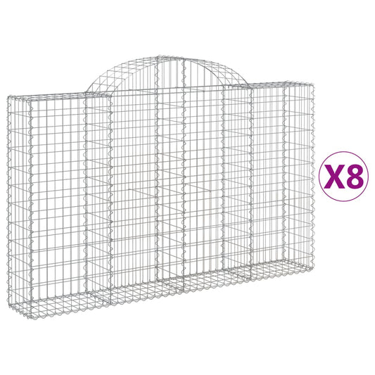 Cestas De Gaviones 8 Uds Forma De Arco Hierro 200x30x120/140 Cm_0