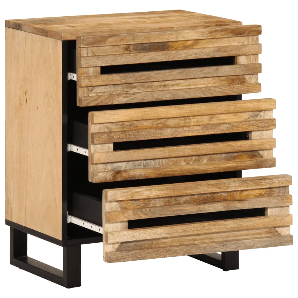 Mesita De Noche De Madera Maciza De Mango Rugosa 50x34x62 Cm_1