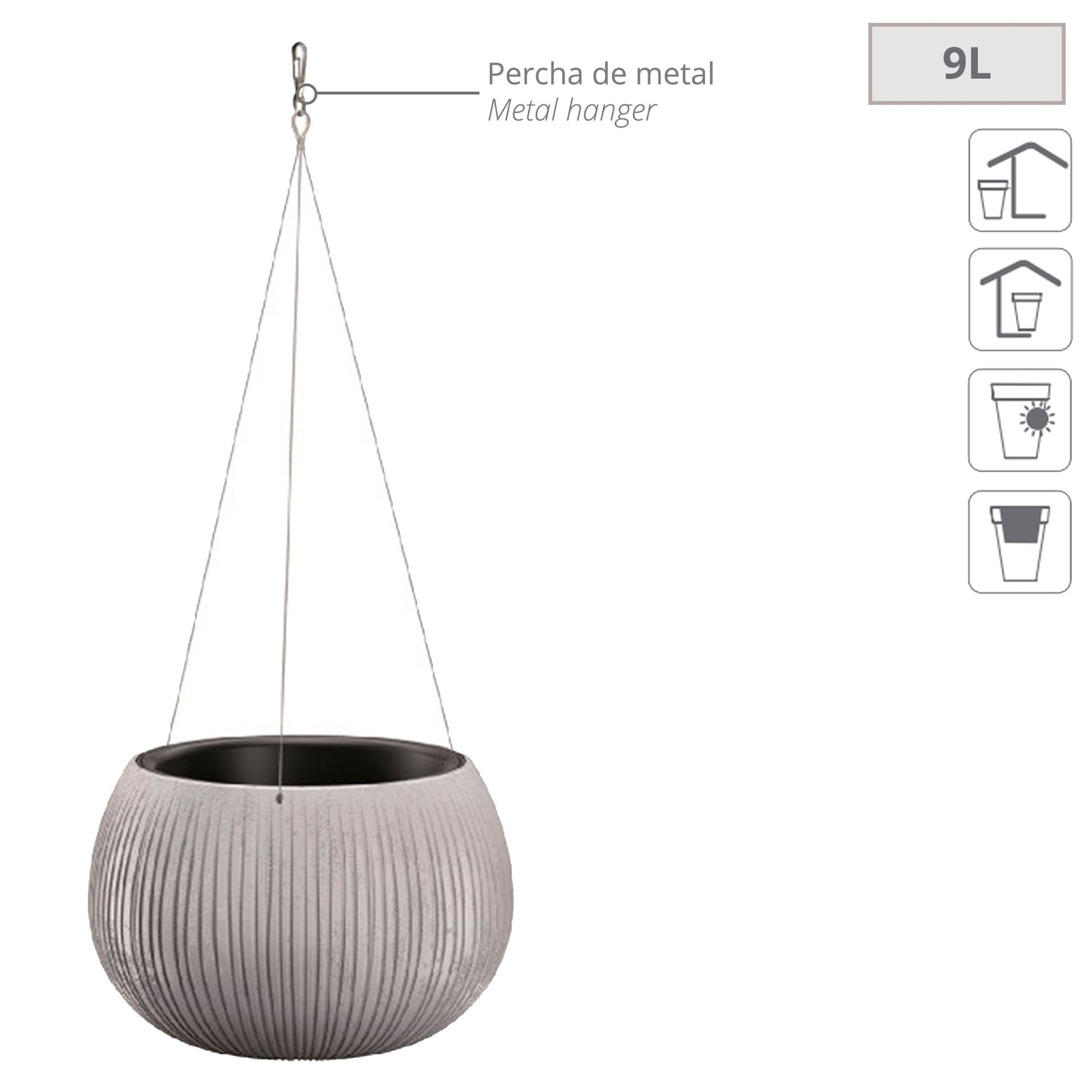 Prosperplast Beton Bowl Ws De Plástico Con Depósito En Color Cemento, 21,8 (alto) X 37 (ancho) X 37 (profundo) Cms_1