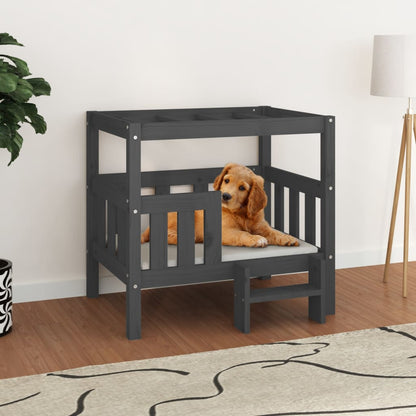 Vidaxl Cama Para Perros Madera Maciza De Pino Gris 75,5x63,5x70 Cm_1