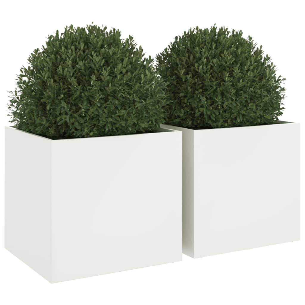 Jardineras 2 Unidades Acero Blanco 49x47x46 Cm_3