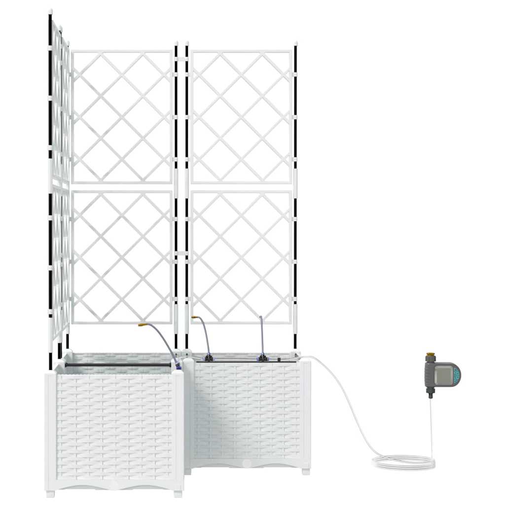Macetero De Jardín 3 Uds. Blanco 80 X 80 X 142 Cm Pp_4