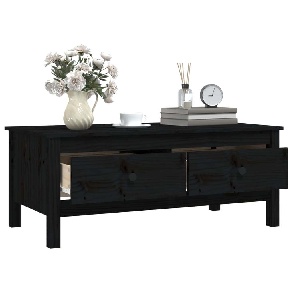 Mesa De Centro De Madera Maciza De Pino Negro 100x50x40 Cm_3