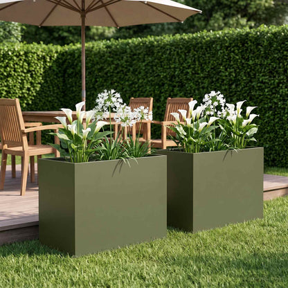 Macetero De Jardín 2 Uds. Verde Oliva 60 X 40 X 50 Cm_1