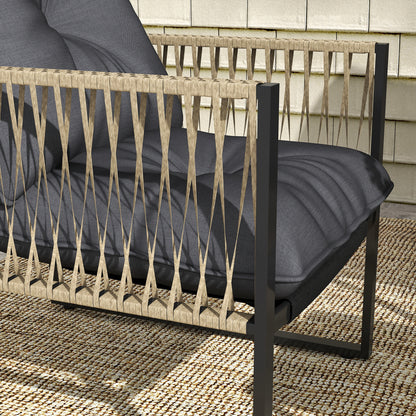 Outsunny Conjunto De Muebles De Jardín De Ratán Juego De 4 Piezas Gris Oscuro_4