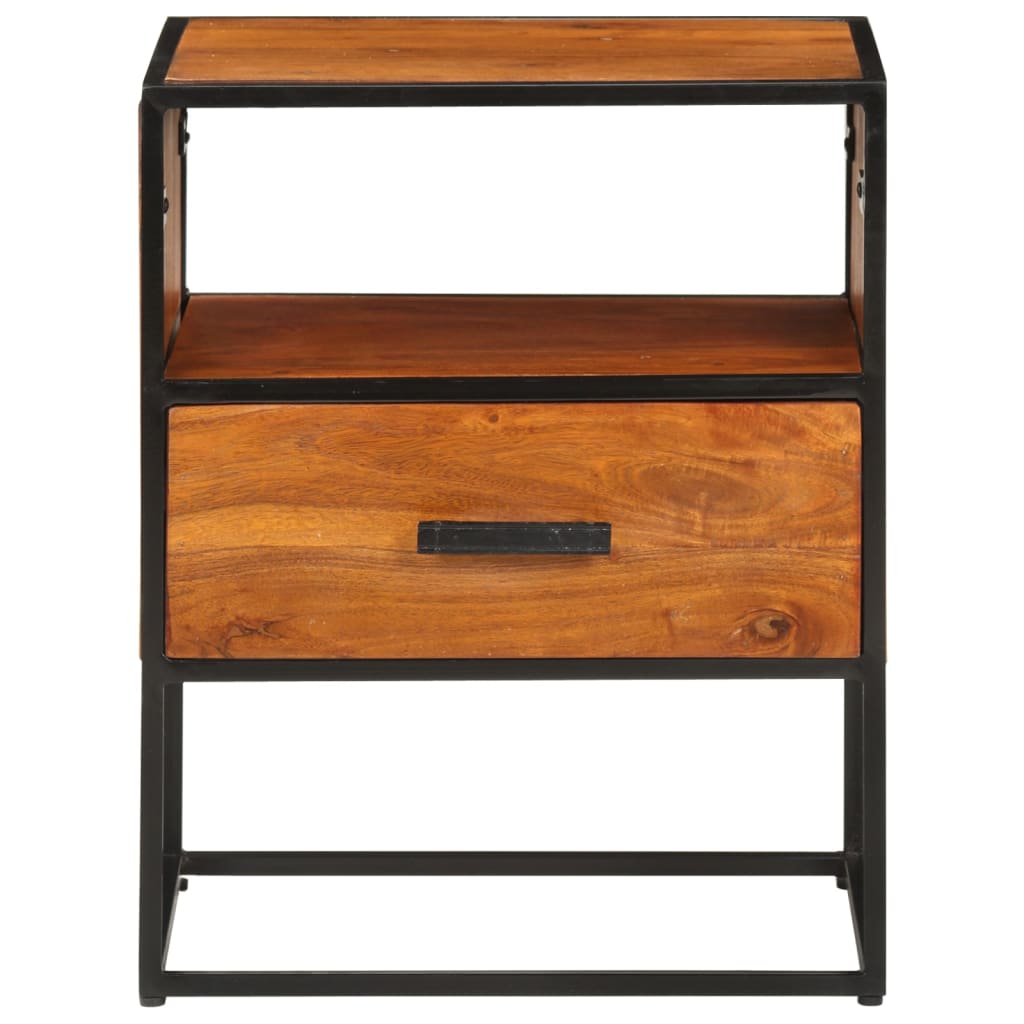 Mesita De Noche De Madera Maciza De Acacia 40x30x50 Cm_0