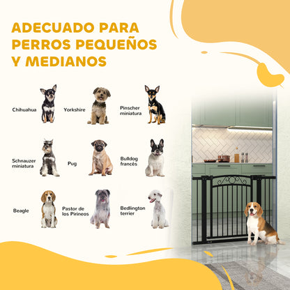Pawhut Barrera Para Perros Con Ancho Ajustable 76-104 Cm 2 Extensiones Negro_3