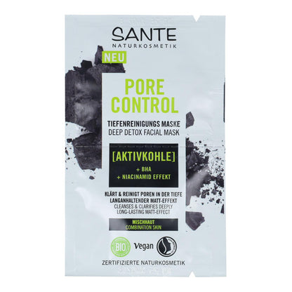 Máscara detox de controlo de poros com carvão ativado e BHA, Sante 2 x 4 ml