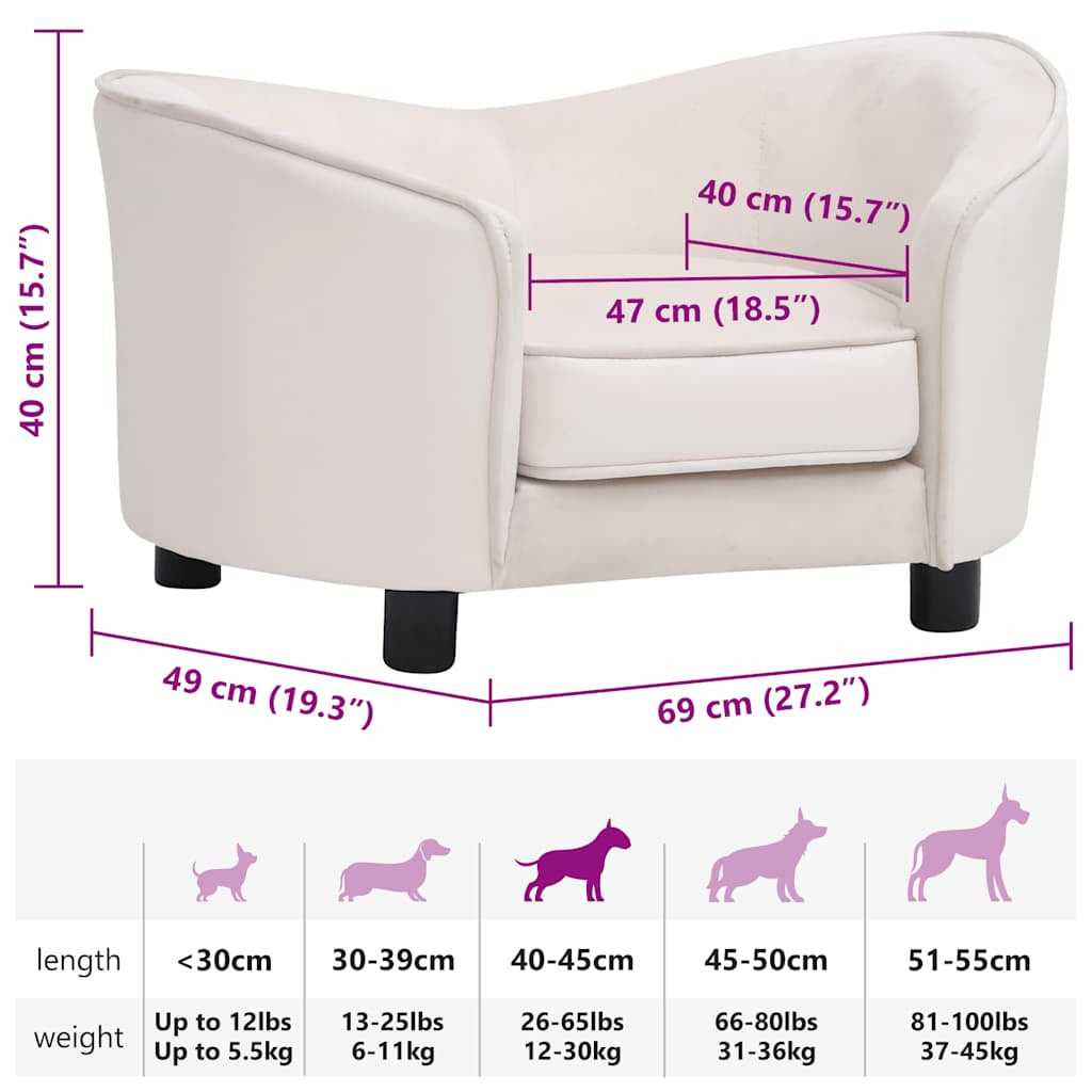 Vidaxl Sofá Para Perros Felpa Y Cuero Sintético Crema 69x49x40 Cm_2