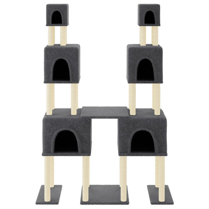 Rascador Para Gatos Con Postes De Sisal Gris Oscuro 199 Cm_2
