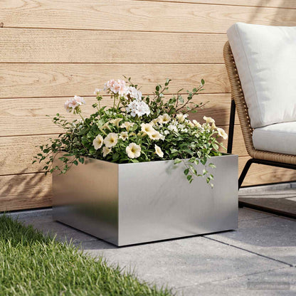 Macetero De Jardín Plateado 60 X 60 X 30 Cm Acero Galvanizado_1