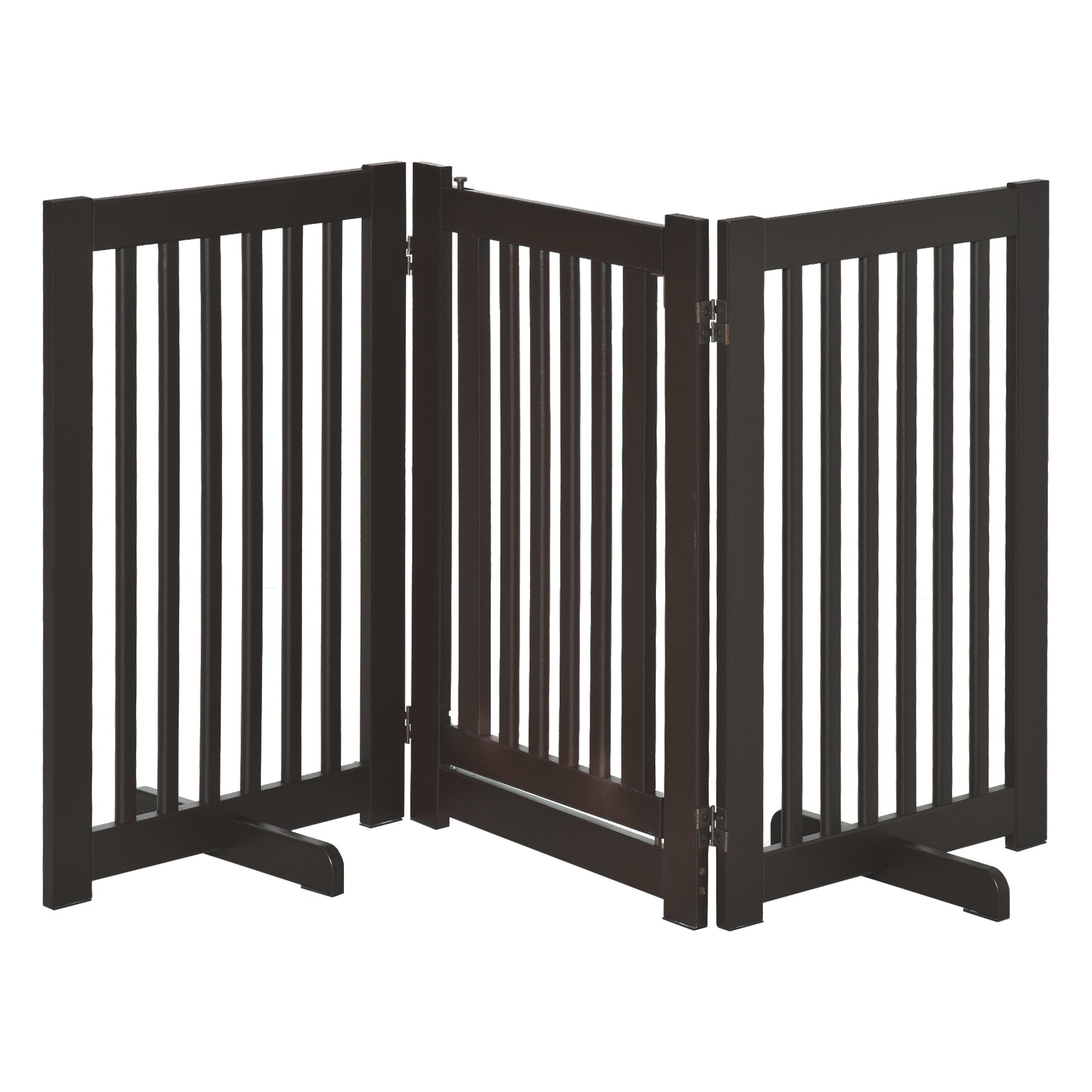 Pawhut Barrera Para Perros Plegable De Madera Con 1 Puerta 155x35,5x76 Cm Café_0