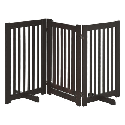 Pawhut Barrera Para Perros Plegable De Madera Con 1 Puerta 155x35,5x76 Cm Café_0