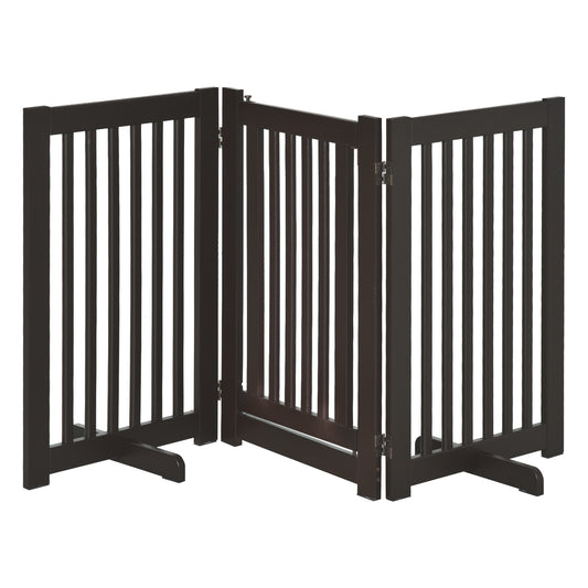 Pawhut Barrera Para Perros Plegable De Madera Con 1 Puerta 155x35,5x76 Cm Café_0