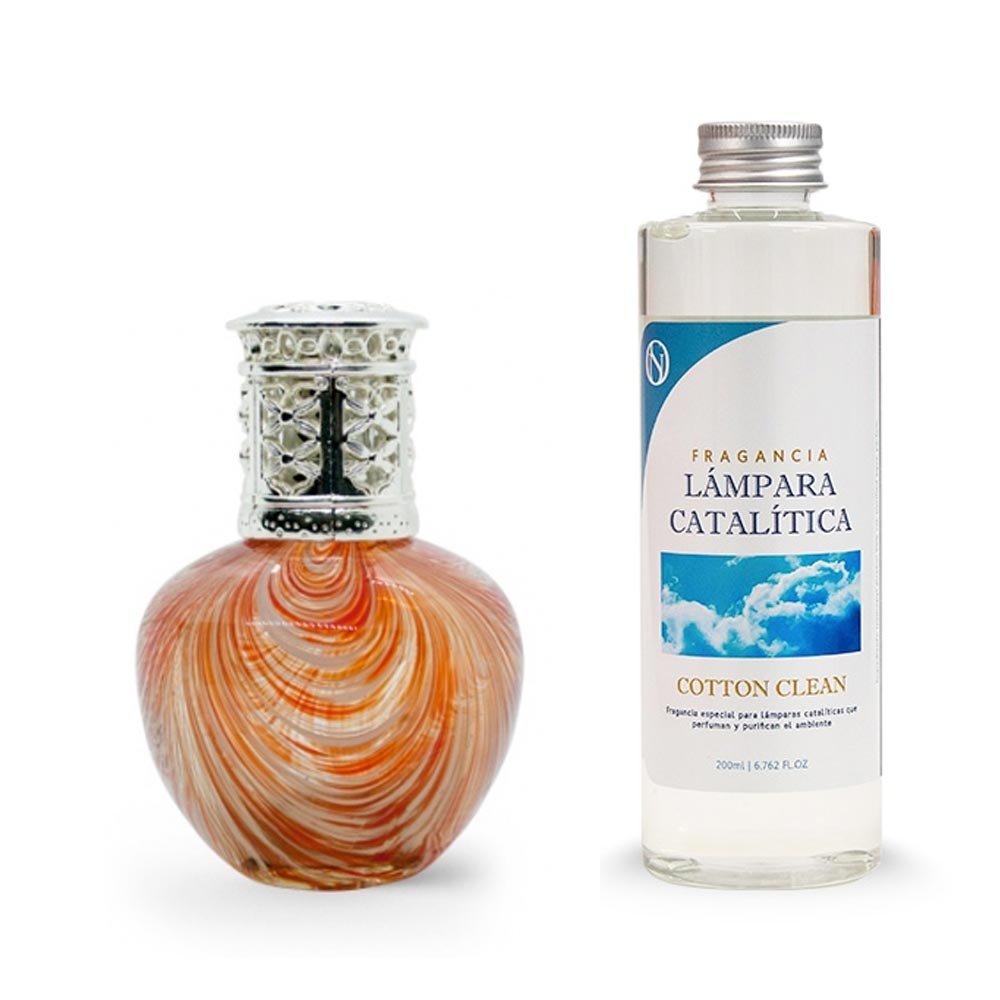 Lámpara Catalítica Orange Waves + Fragancia Cotton Clean 500 Ml - Elimina Malos Olores, Impurezas Y Perfuma_0