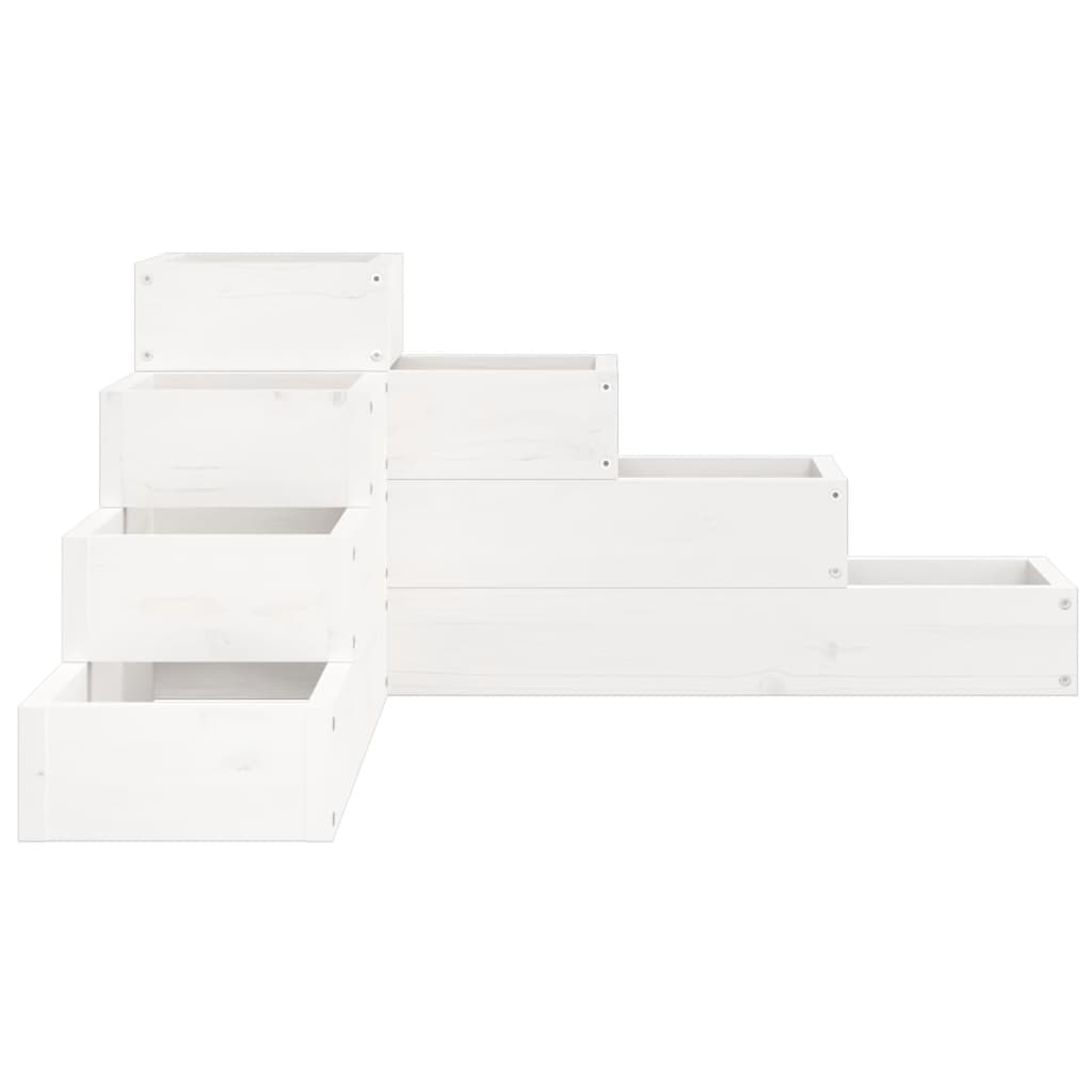 Jardinera 4 Niveles Madera Maciza De Pino Blanca 80,5x79x36 Cm_4