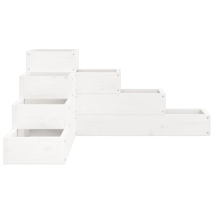 Jardinera 4 Niveles Madera Maciza De Pino Blanca 80,5x79x36 Cm_4