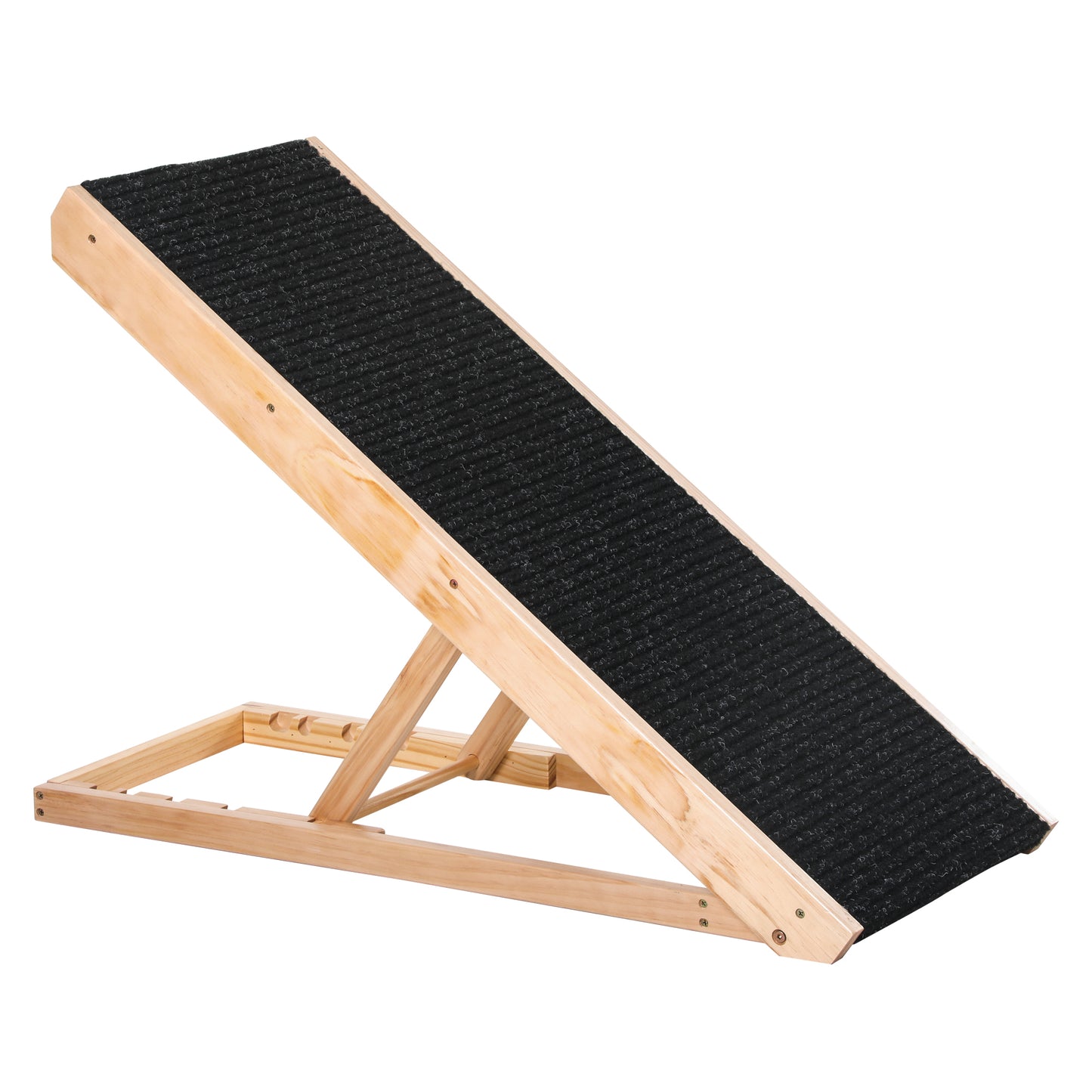Pawhut Rampa Plegable Perros Madera Antideslizante Altura Ajustable 90x40x61 Cm_0