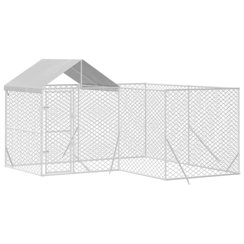 Vidaxl Perrera De Exterior Con Techo Acero Galvanizado Plata 4x4x2,5 M_0